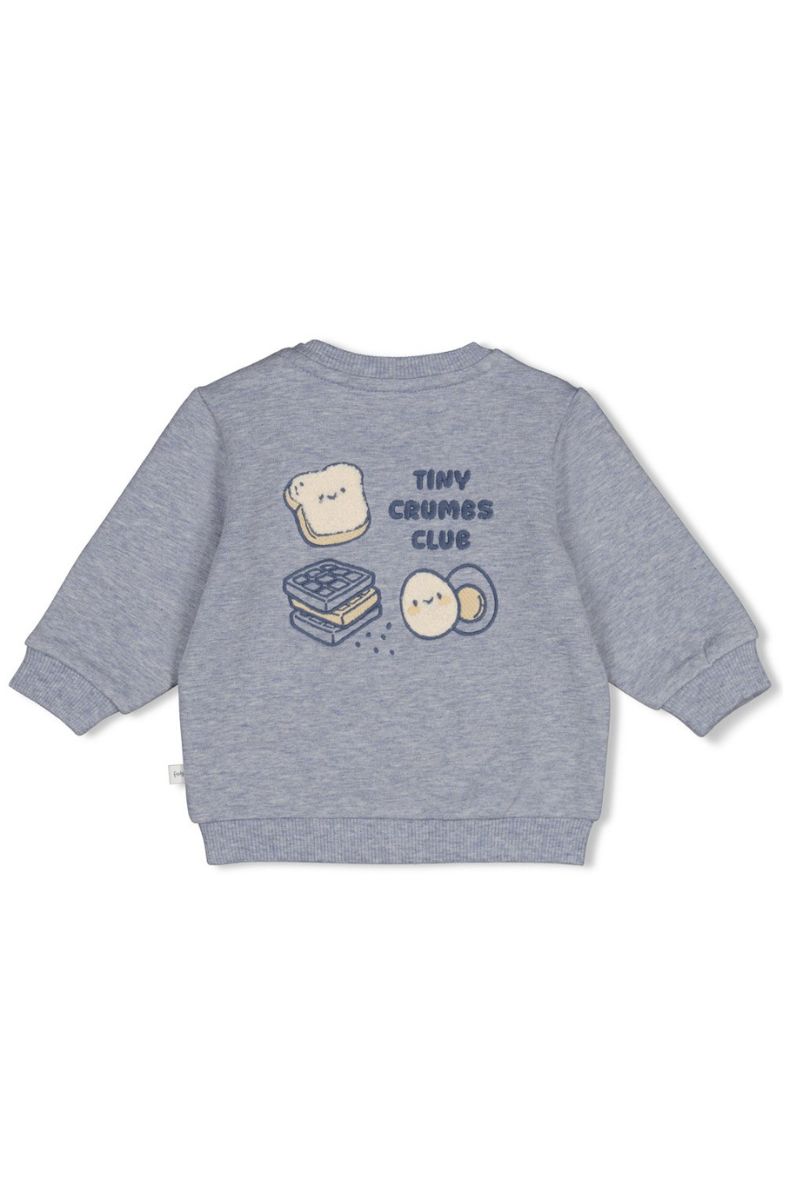 Feetje Sweater Breakfast Buddy Blauw Melange, zachte kindertrui in melange-blauw